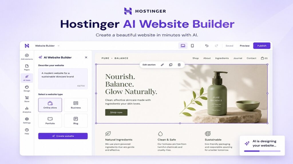 Hostinger AI Website Builder Tool